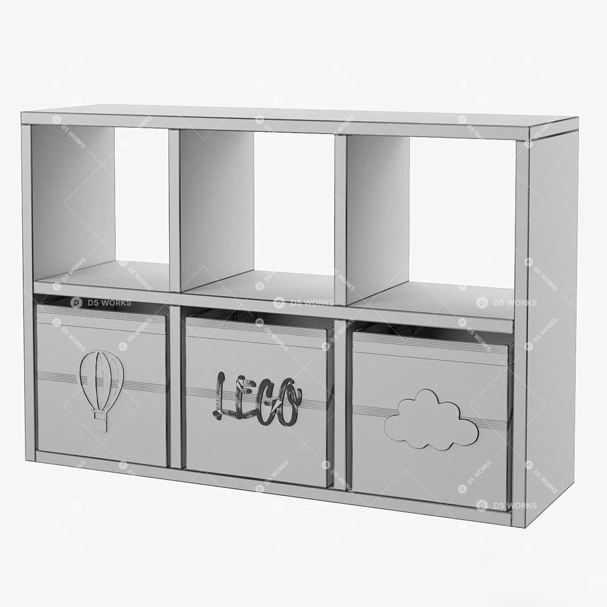 Scandinavian Bookcase 3d model thumbnail 2