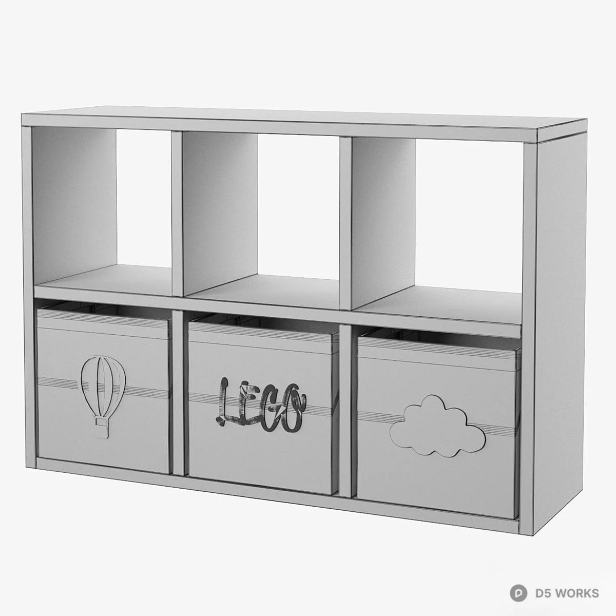 Modular Storage Cabinet With Decorative Bins 3d model thumbnail 2