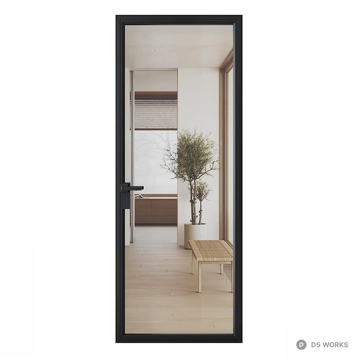 Black Frame Glass Door Combination 3d model thumbnail 2