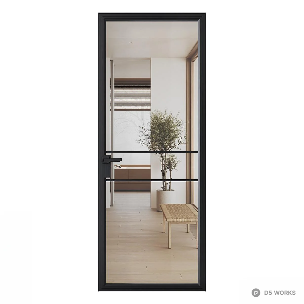 Black Frame Glass Door Combination 3d model thumbnail 3