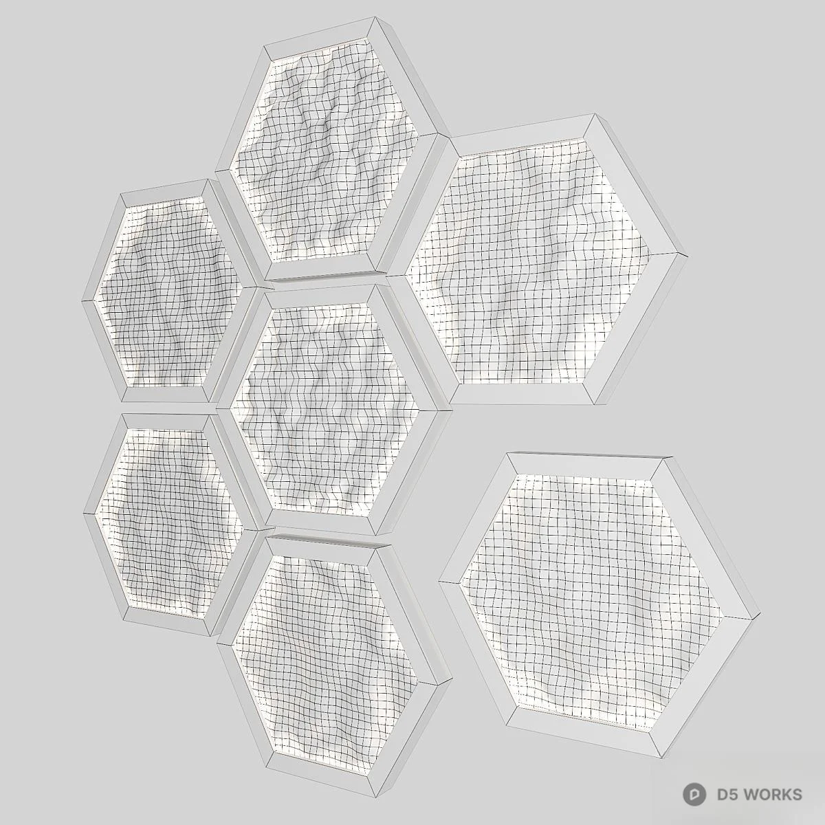 Hexagonal Green Wall Panel 3d model thumbnail 3
