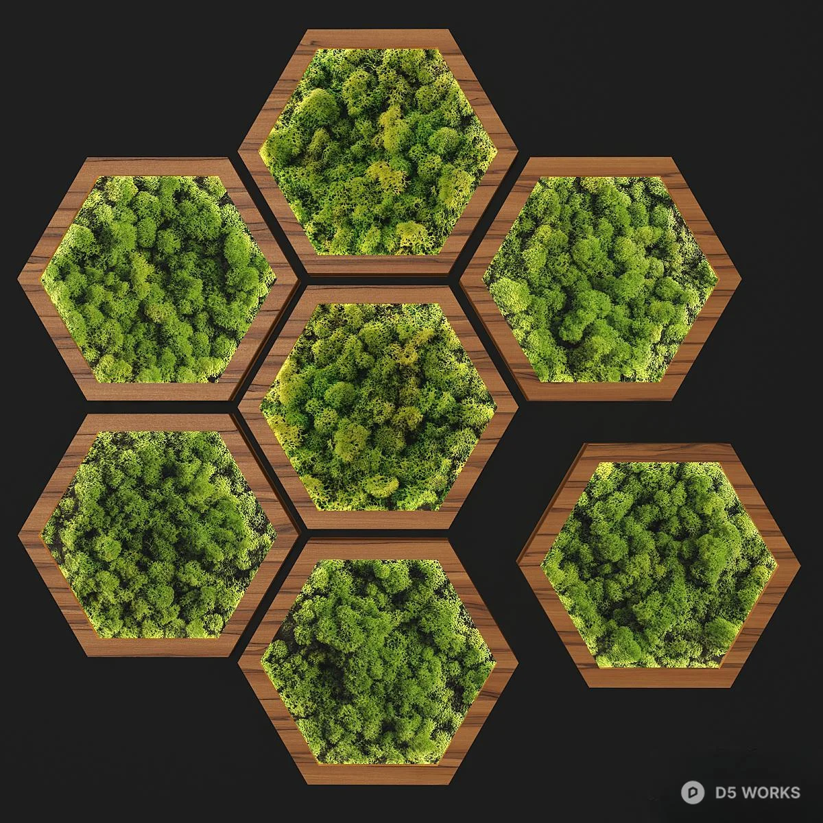 Hexagonal Green Wall Panel 3d model - Image 1