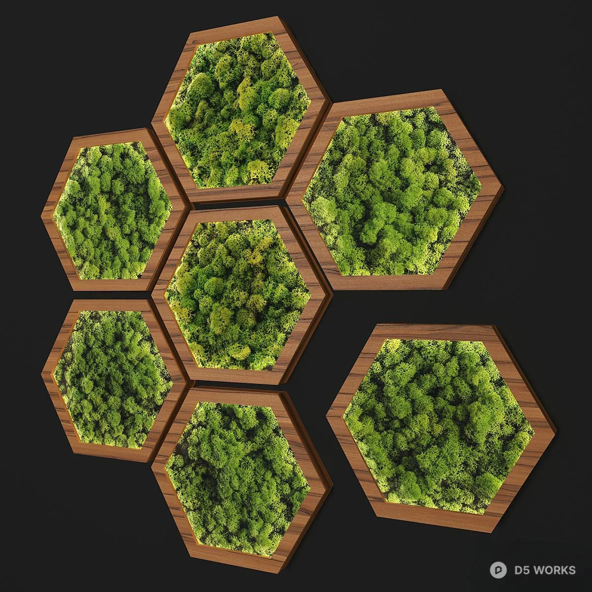 Hexagonal Green Wall Panel 3d model thumbnail 2