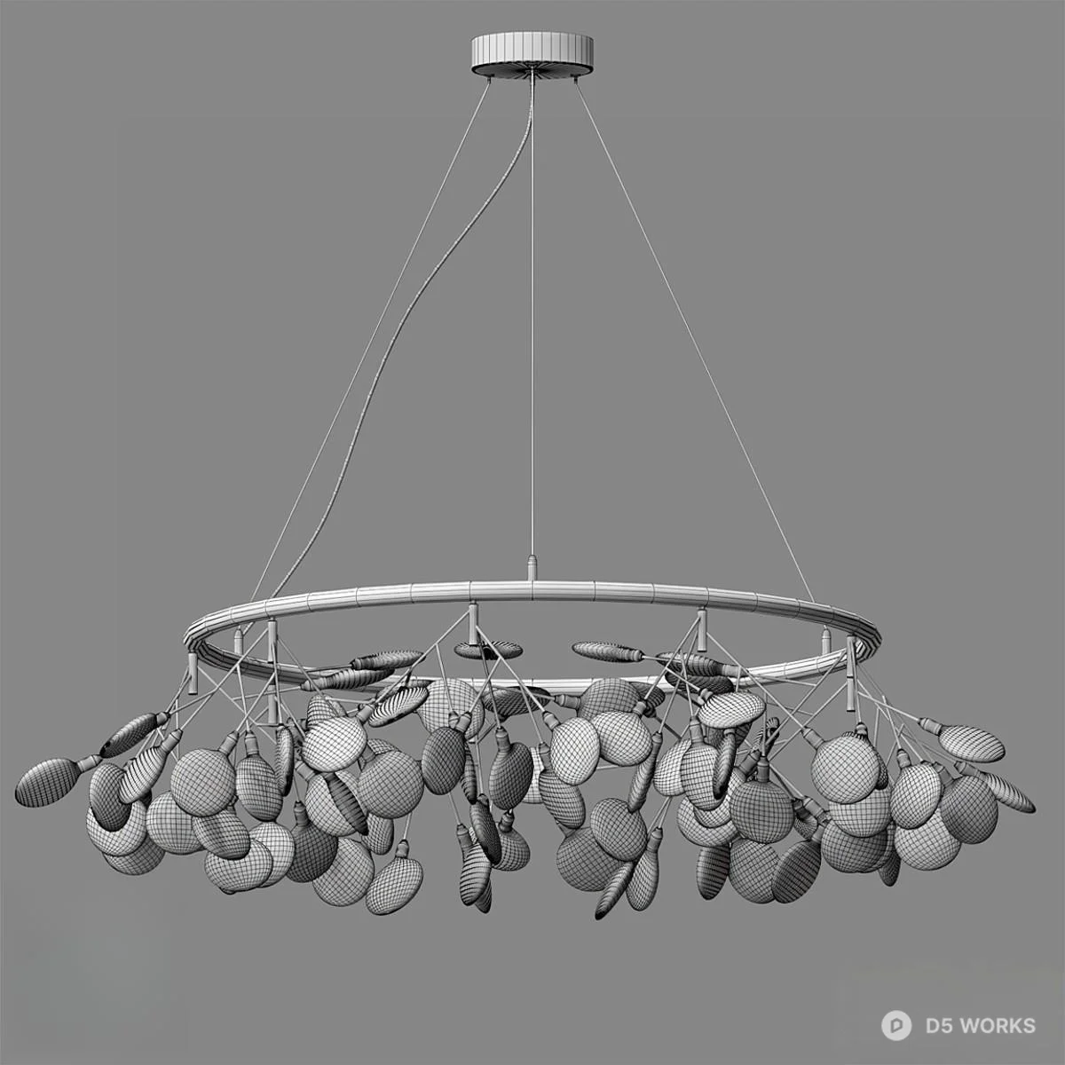 Organic Petal Pendant Light 3d model thumbnail 2