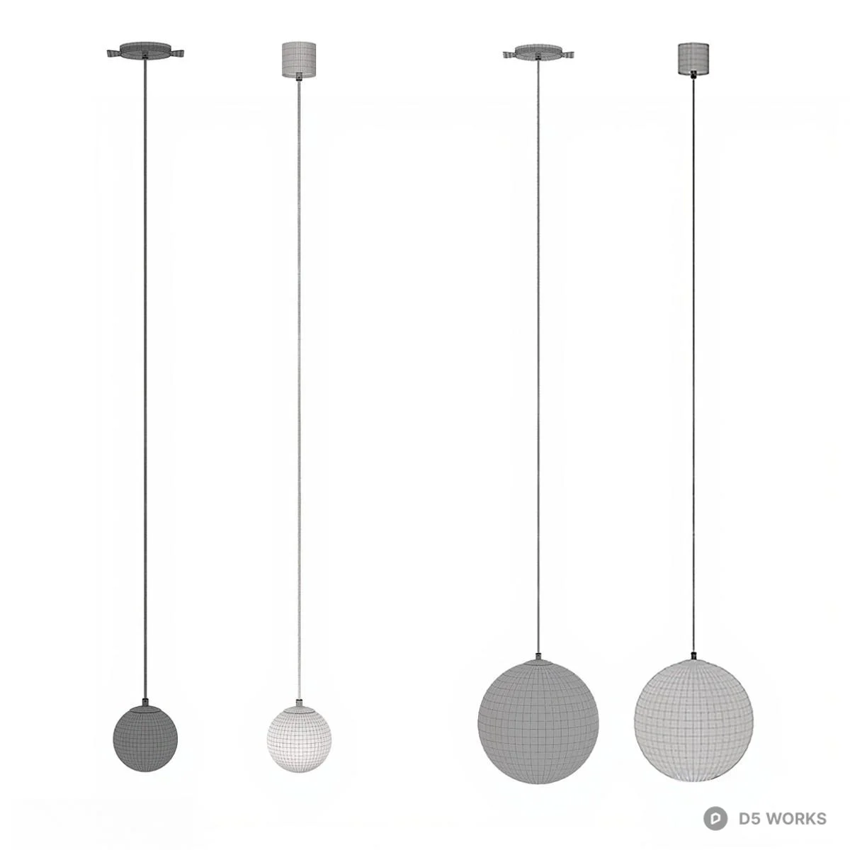 Minimalist Sphere Pendant Lights 3d model thumbnail 6