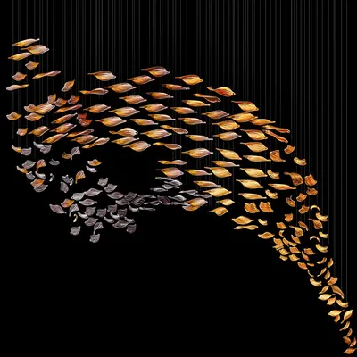 Minimalist Suspended Leaf Installation 3d model