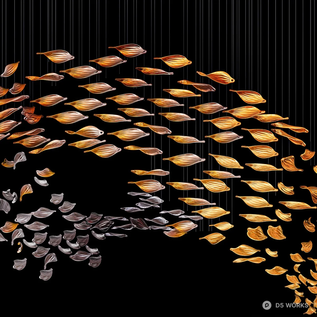 Minimalist Suspended Leaf Installation 3d model thumbnail 3