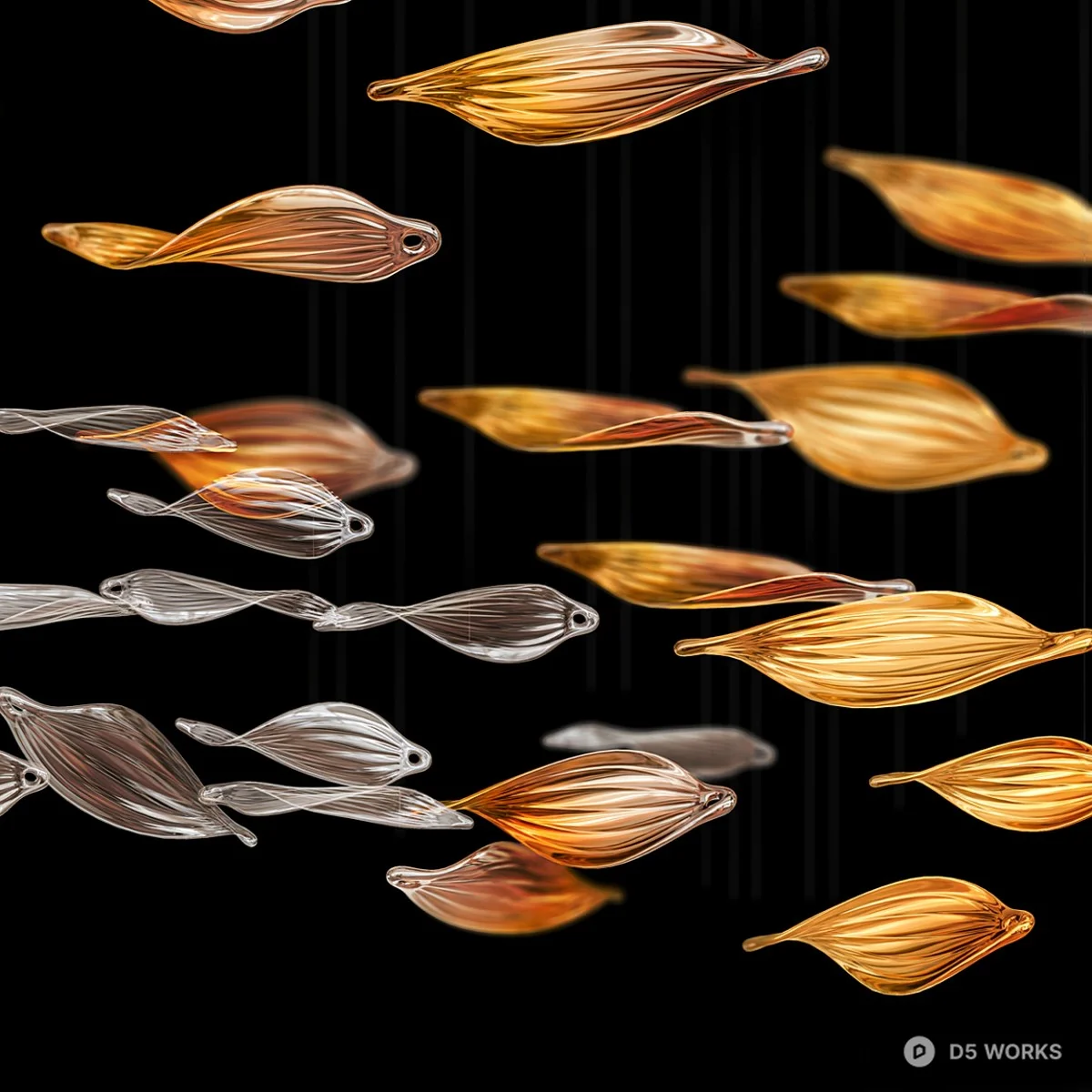 Minimalist Suspended Leaf Installation 3d model thumbnail 2