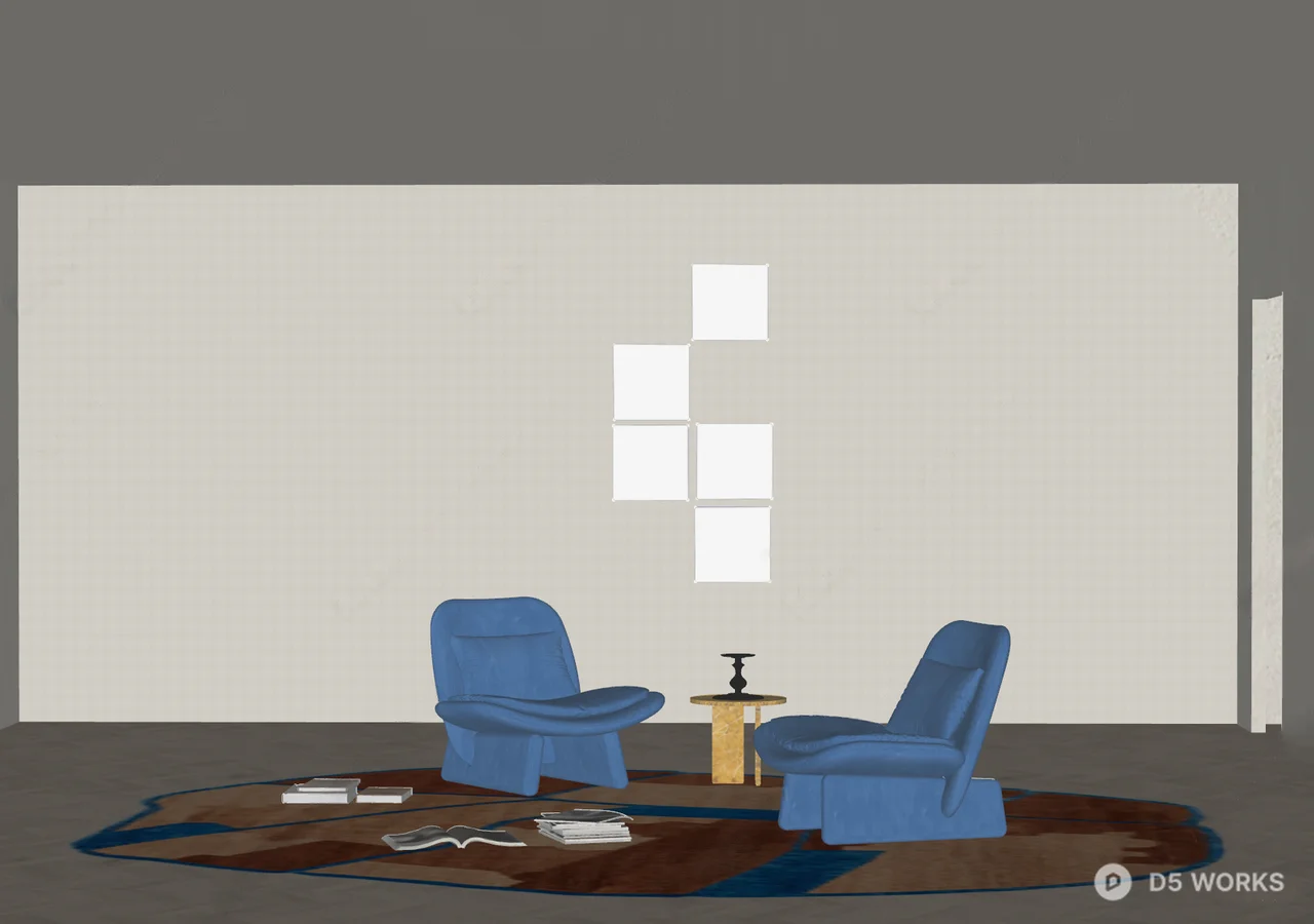 Blue Minimalist Lounge Chair 3d model thumbnail 2