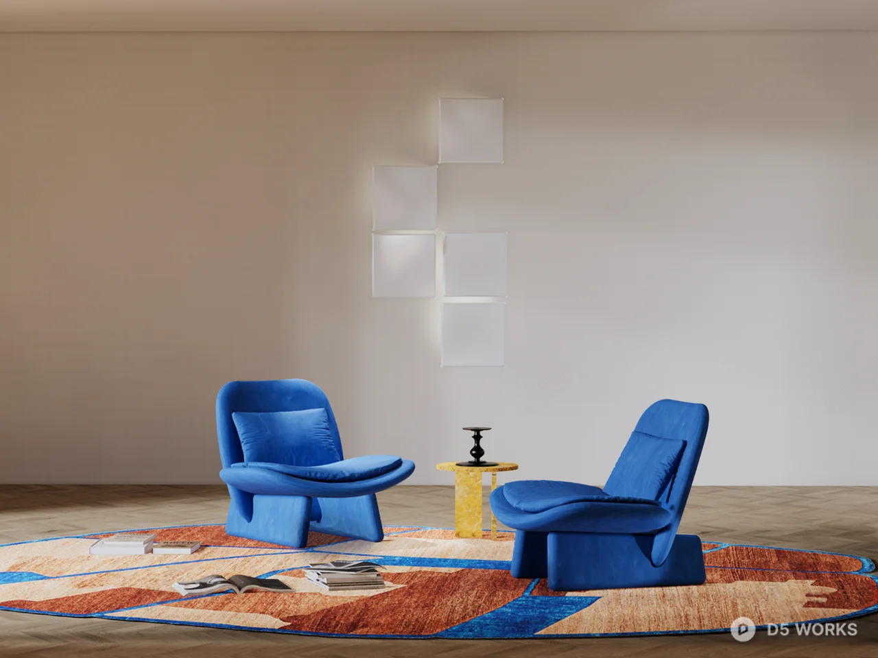 Blue Minimalist Lounge Chair 3d model - Image 1