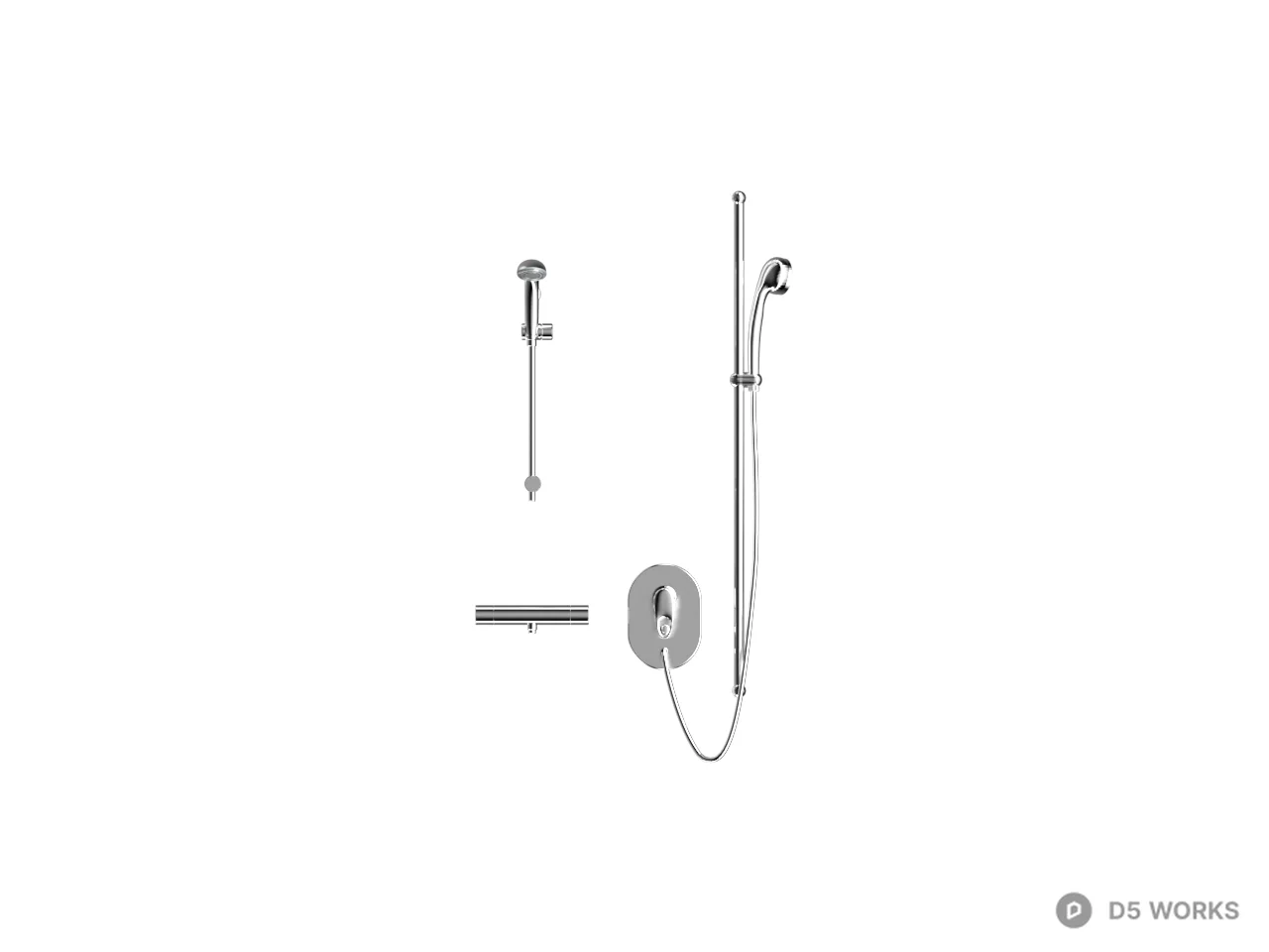 Chrome Shower Faucet Set 3d model thumbnail 2