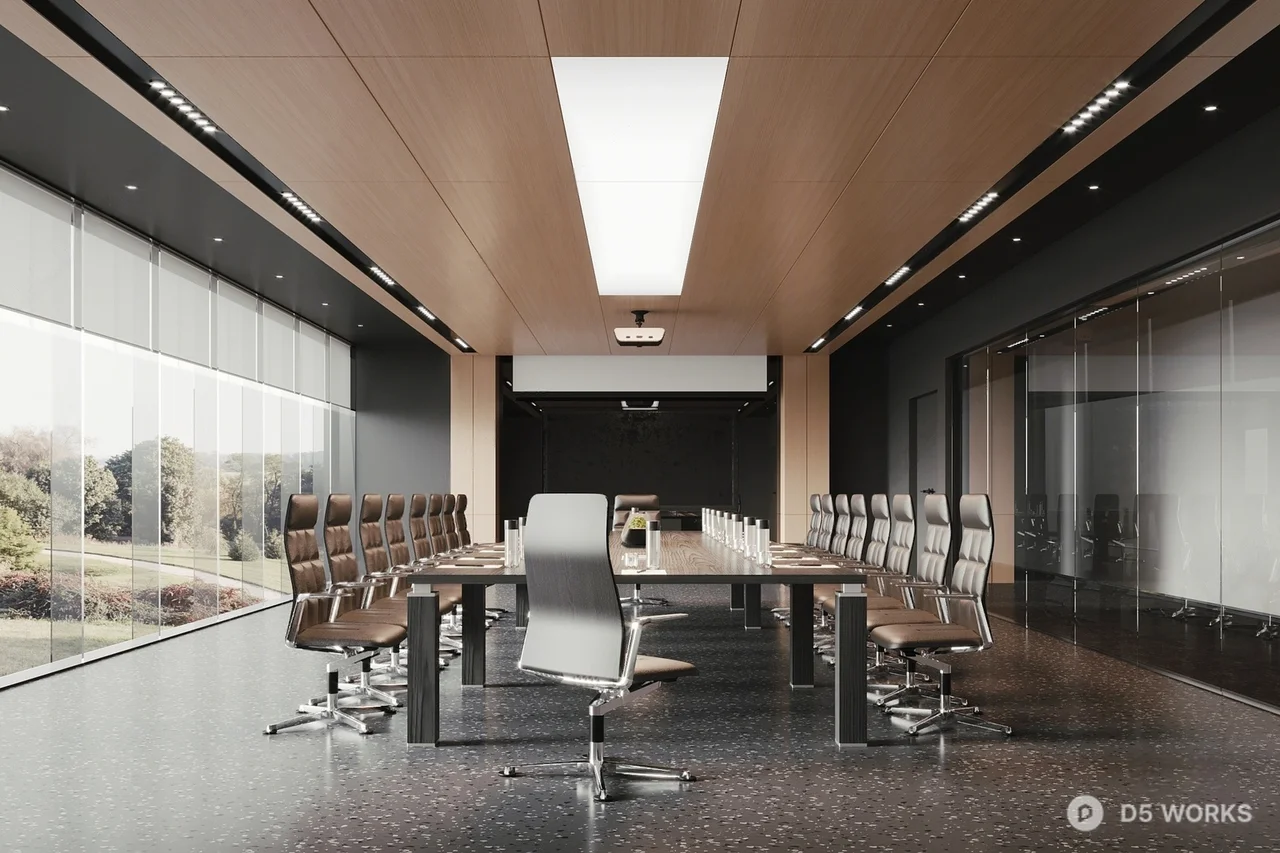 Modern Conference Room with Glass Walls 3d model - Image 1