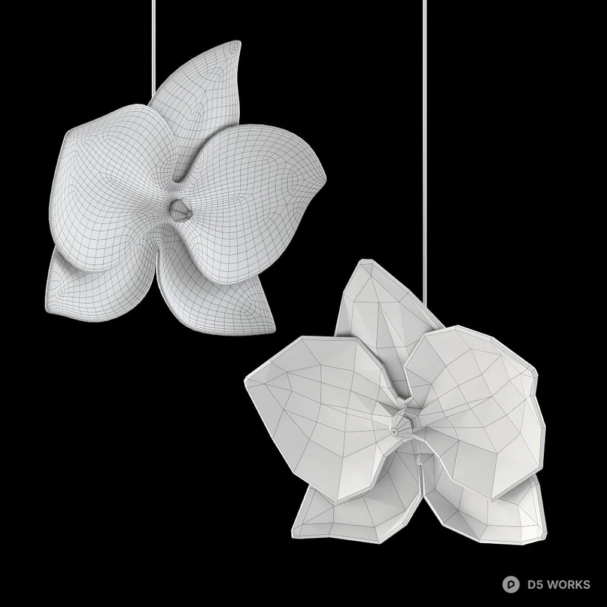 Floral Crane Pendant Light 3d model thumbnail 2