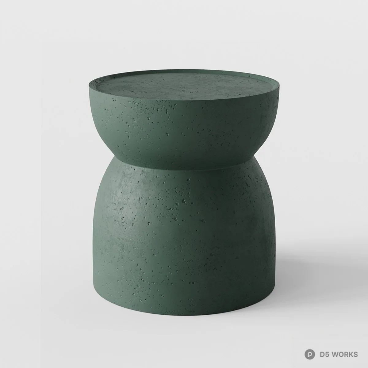 Minimalist Speckled Ceramic Side Table With Wooden Tray 3d model thumbnail 2