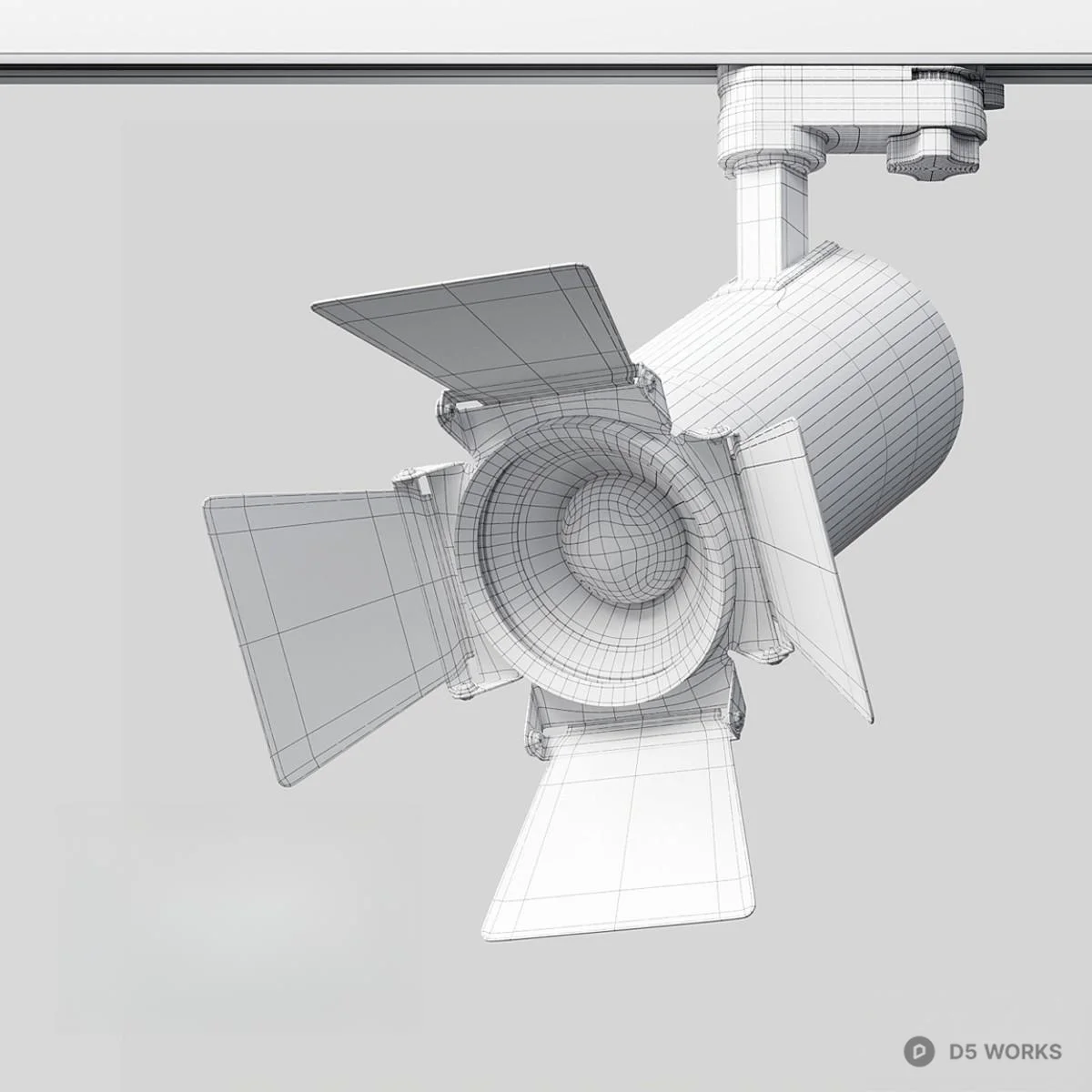 Black Adjustable Spotlight With Barndoor 3d model thumbnail 3