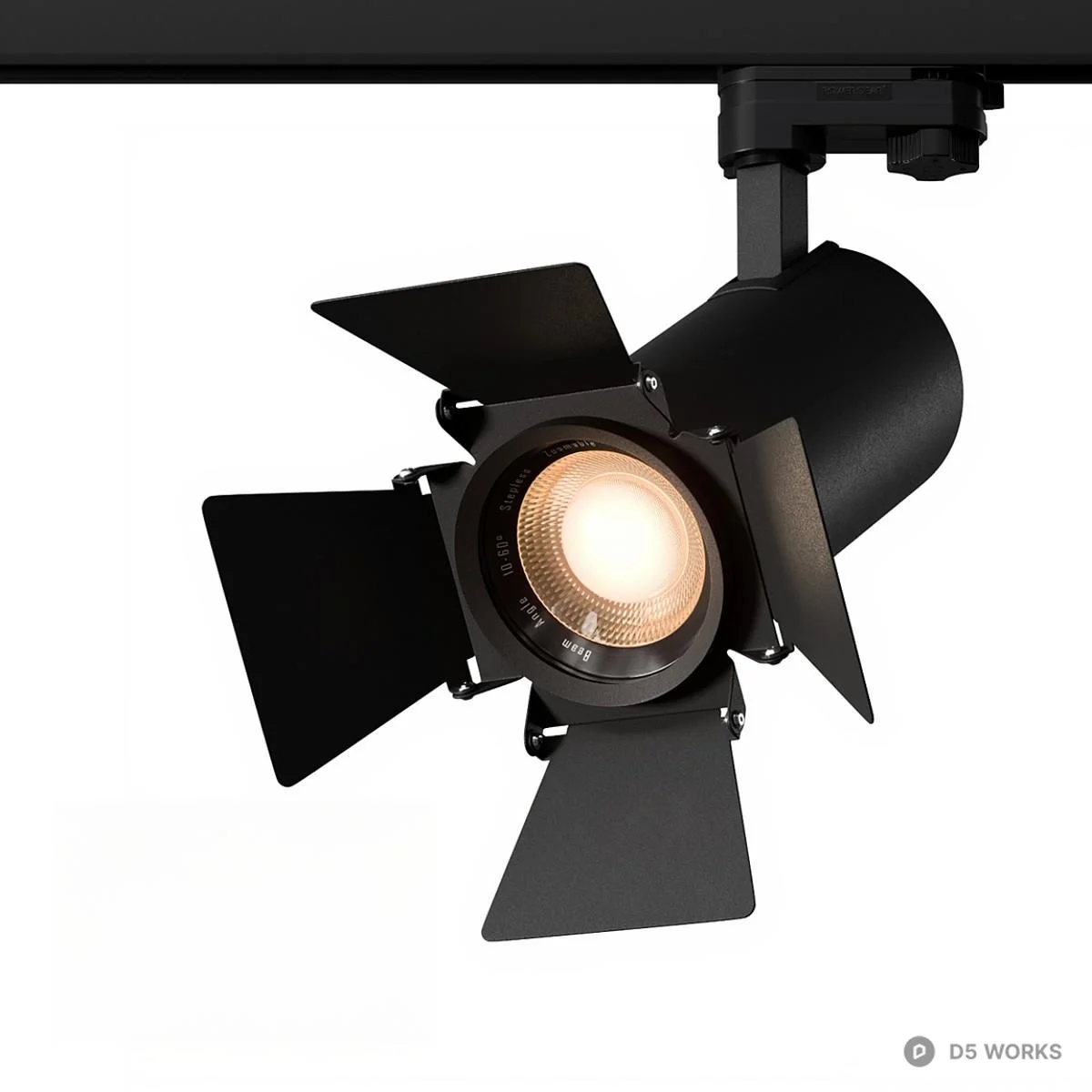 Black Adjustable Spotlight With Barndoor 3d model - Image 1