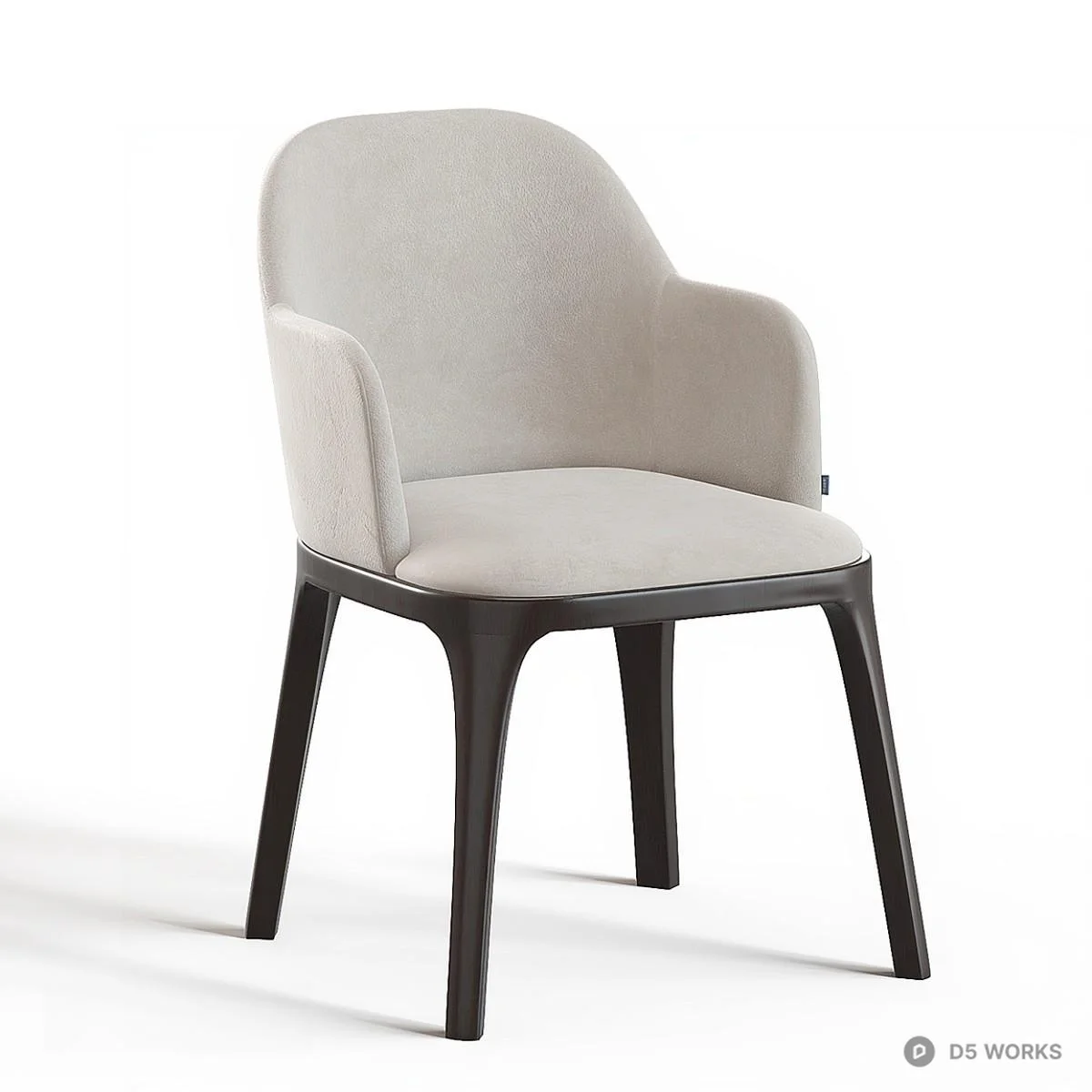 Upholstered Armchair With Wooden Legs 3d model - Image 1