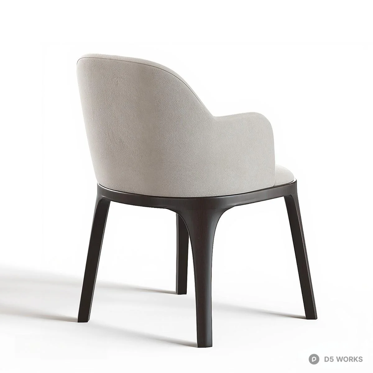 Upholstered Armchair With Wooden Legs 3d model thumbnail 2