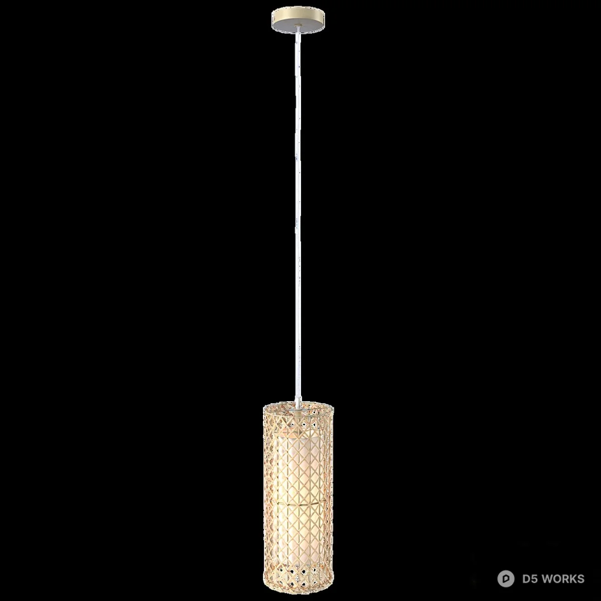Woven Rattan Cylindrical Pendant Light 3d model thumbnail 2