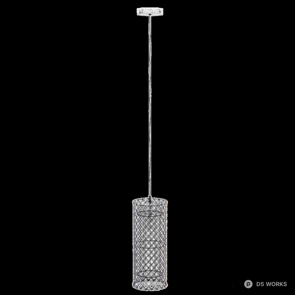 Woven Rattan Cylindrical Pendant Light 3d model thumbnail 4