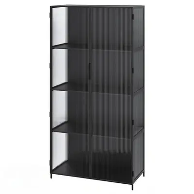 Ribbed Glass Door Storage Cabinet 3d model