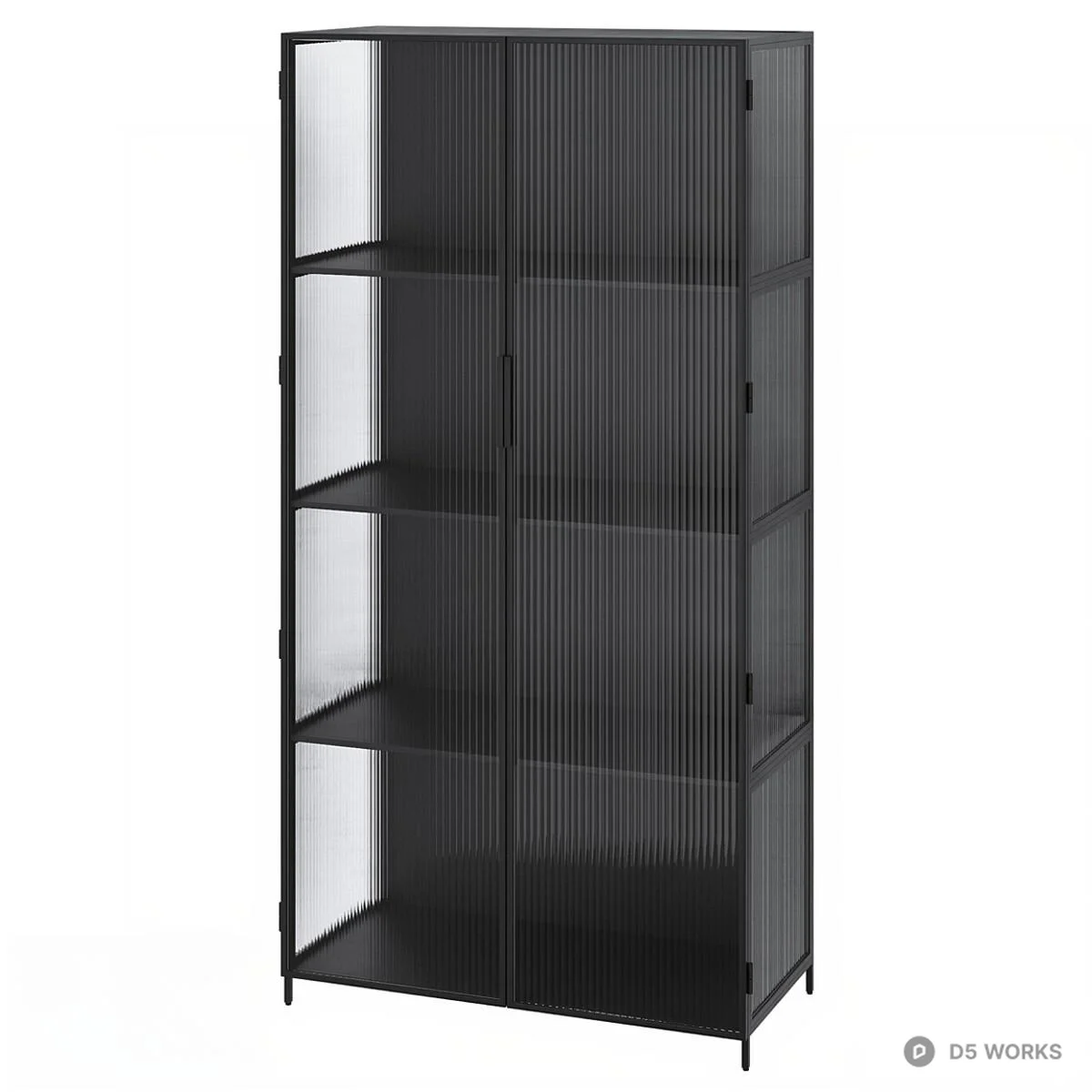 Ribbed Glass Door Storage Cabinet 3d model - Image 1
