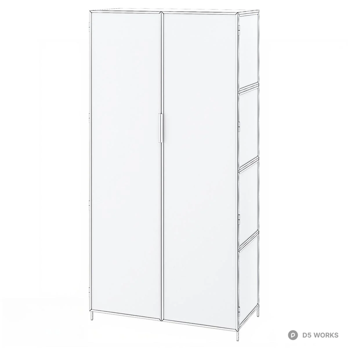Ribbed Glass Door Storage Cabinet 3d model thumbnail 2