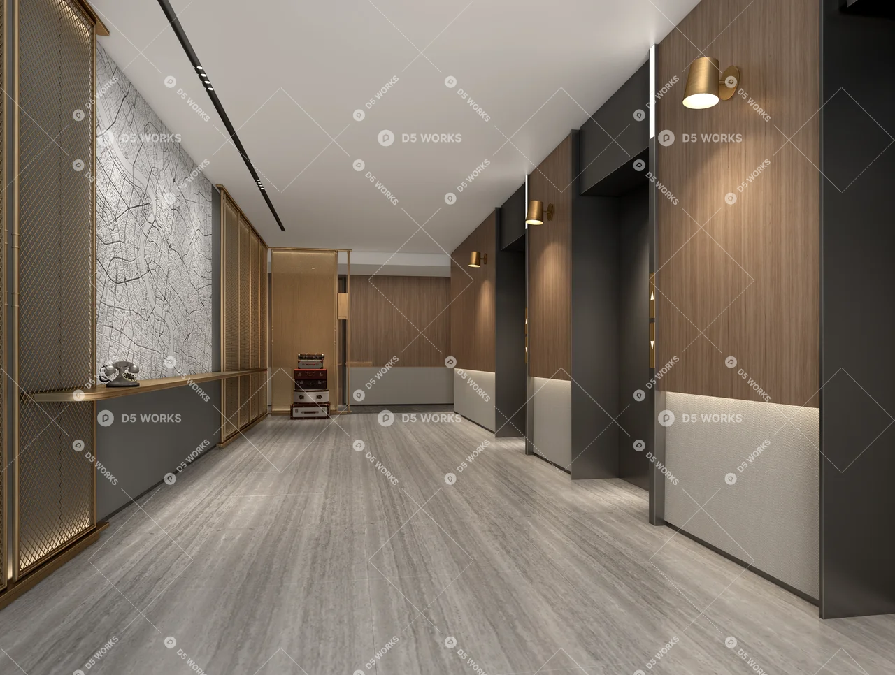 Modern Hotel Corridor 3d model thumbnail 2