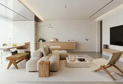 Minimalist Living Room With Natural Light 3d model