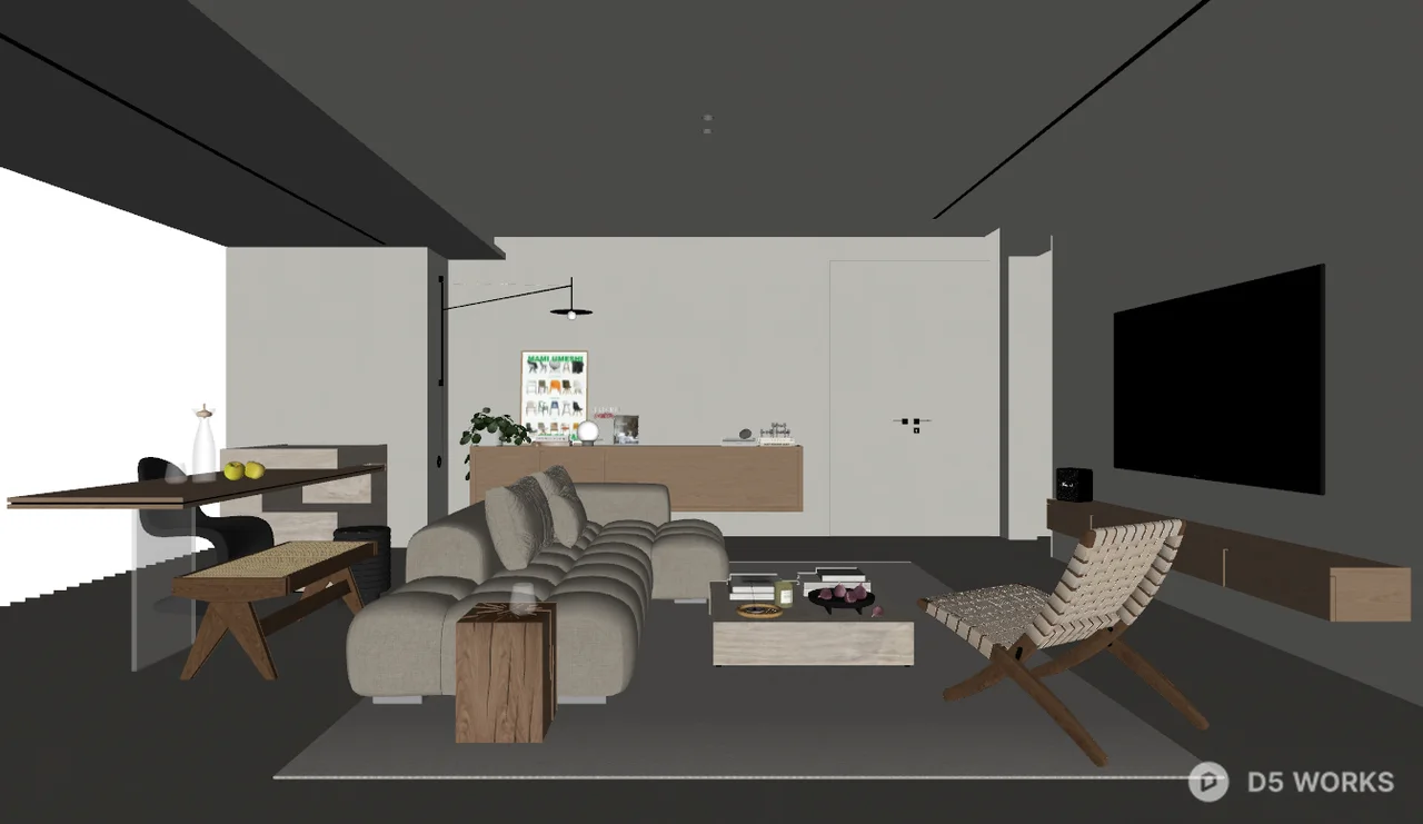 Minimalist Living Room With Natural Light 3d model thumbnail 2