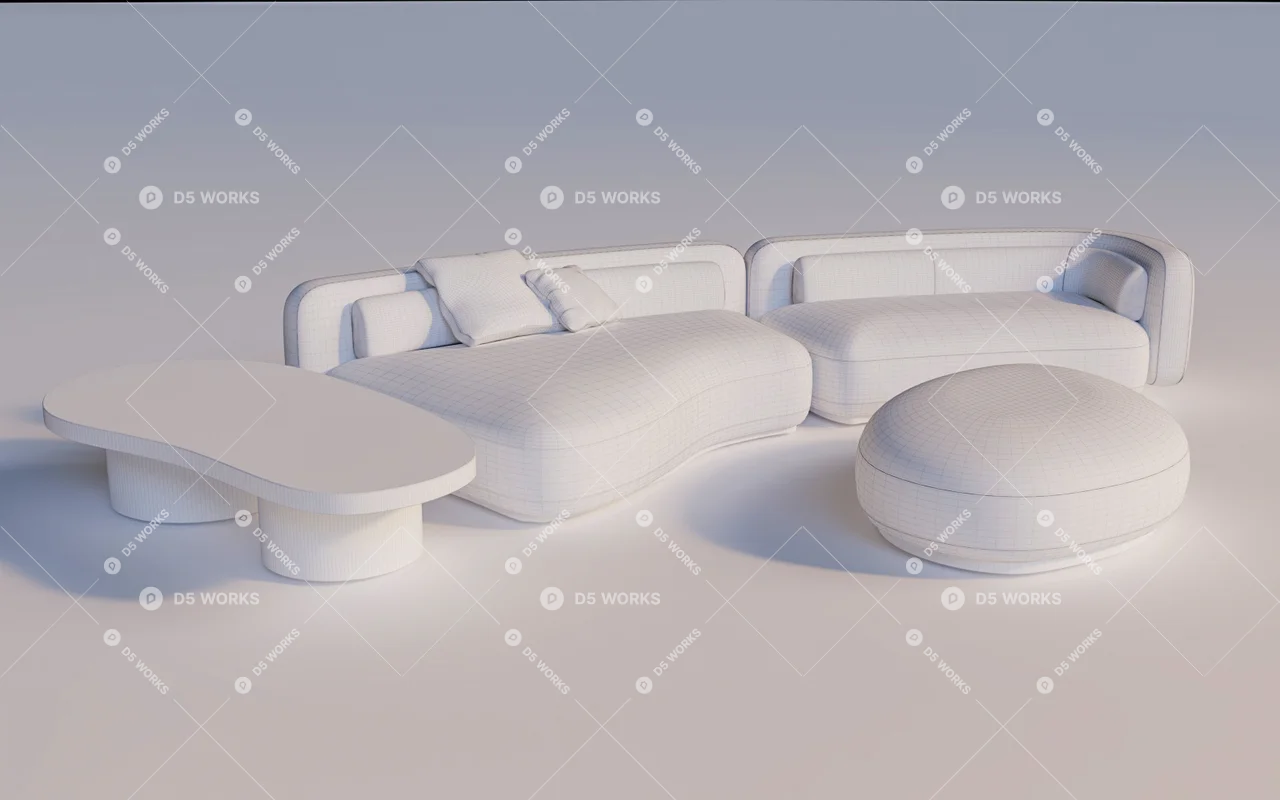 Modern Sofa & Side Table Set 3d model thumbnail 4