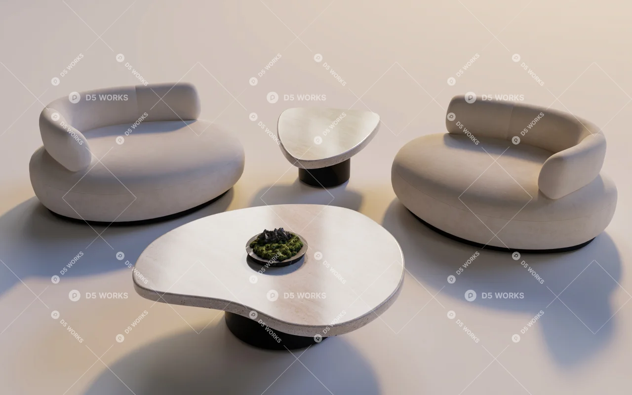 Modern Sofa & Side Table Set 3d model thumbnail 8