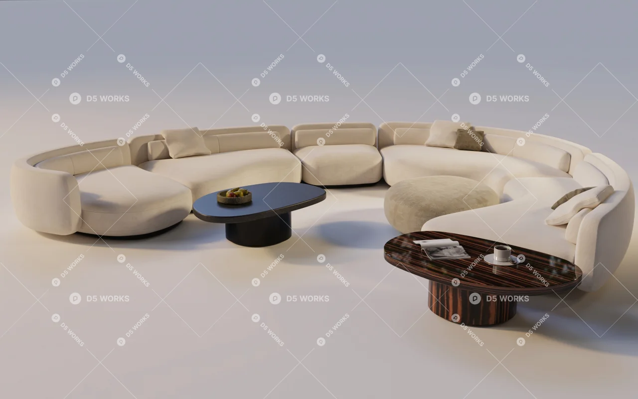 Modern Sofa & Side Table Set 3d model thumbnail 5