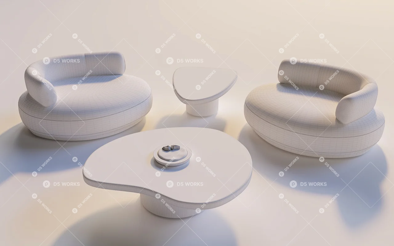 Modern Sofa & Side Table Set 3d model thumbnail 7