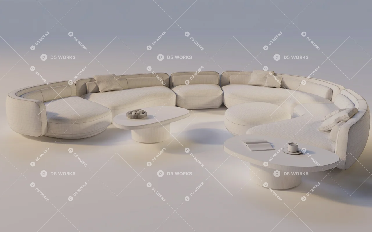 Modern Sofa & Side Table Set 3d model thumbnail 6