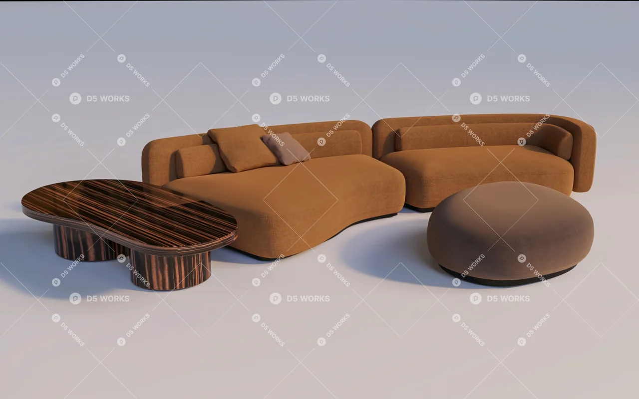 Modern Sofa & Side Table Set 3d model thumbnail 3