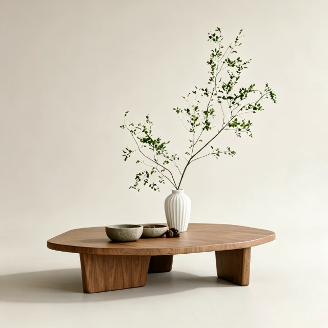 Organic Wabi-Sabi Solid Wood Coffee Table 3d model