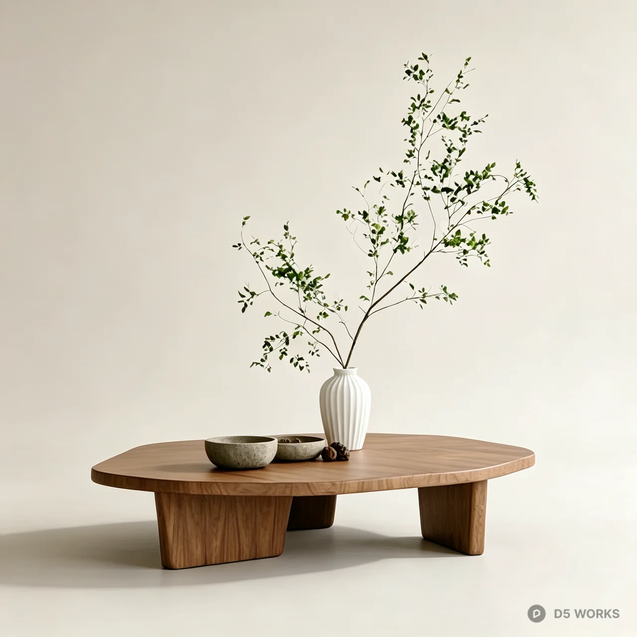 Organic Wabi-Sabi Solid Wood Coffee Table 3d model - Image 1