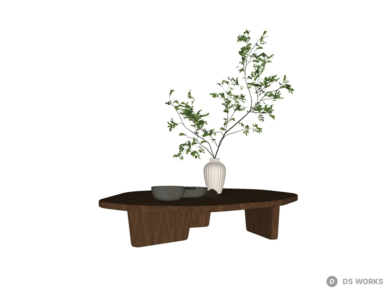 Organic Wabi-Sabi Solid Wood Coffee Table 3d model thumbnail 2