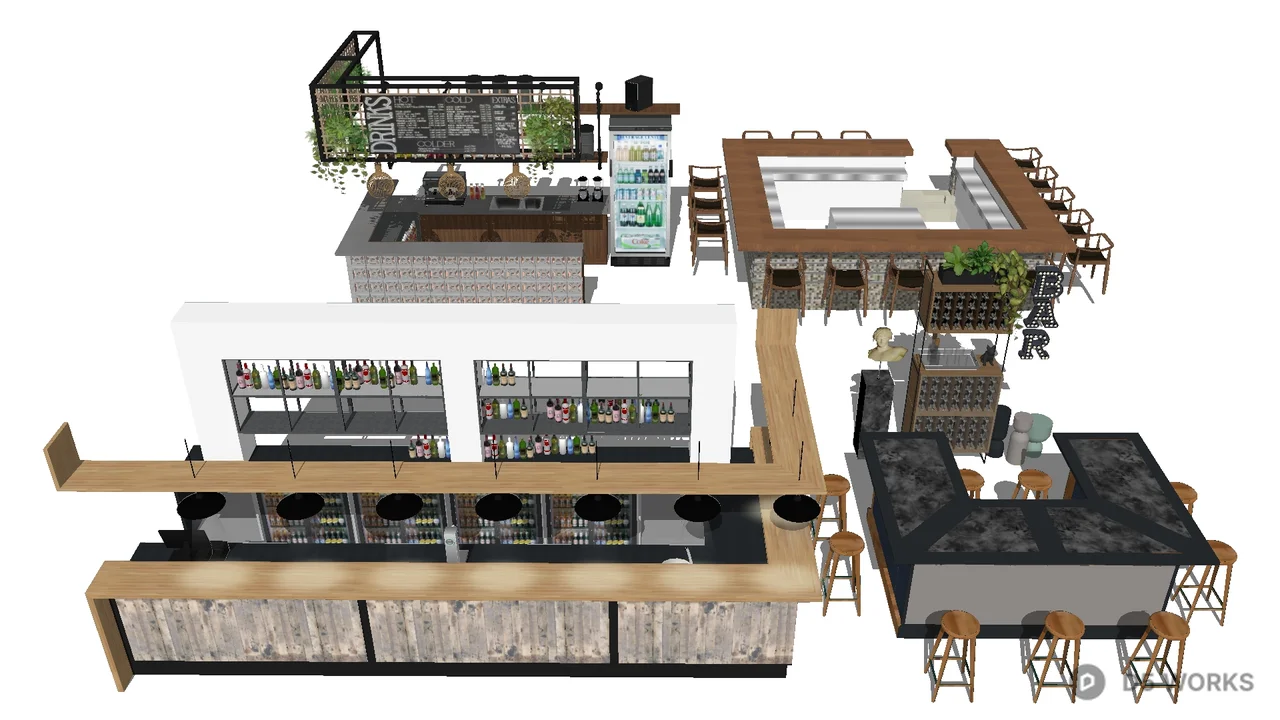 Free Modern Bar Interior Design 3D Model .skp