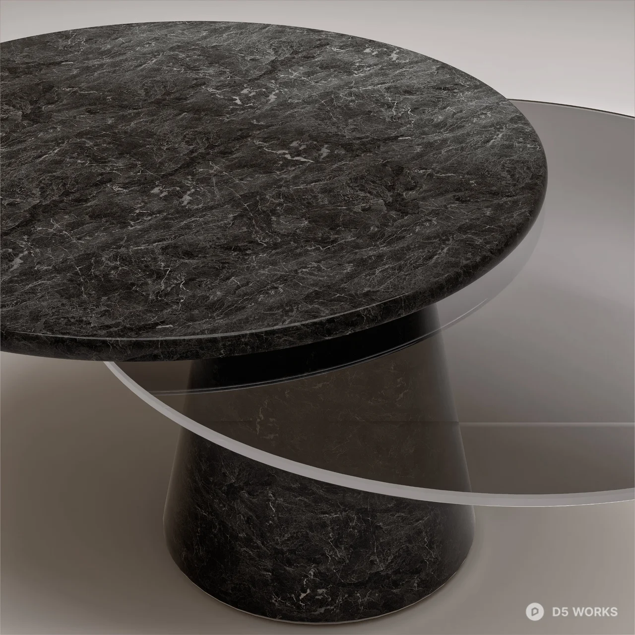 Modern Black Marble and Glass Tiered Coffee Table 3d model thumbnail 2