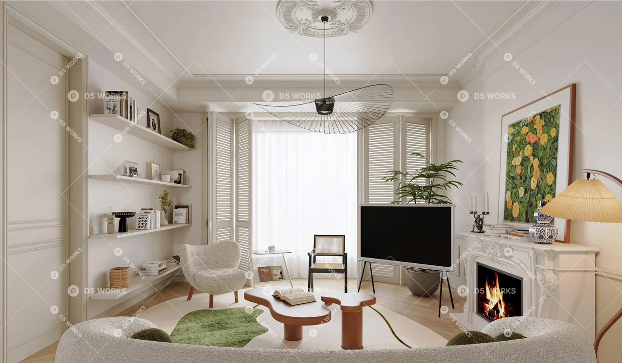Contemporary Living & Dining Room 3d model thumbnail 4