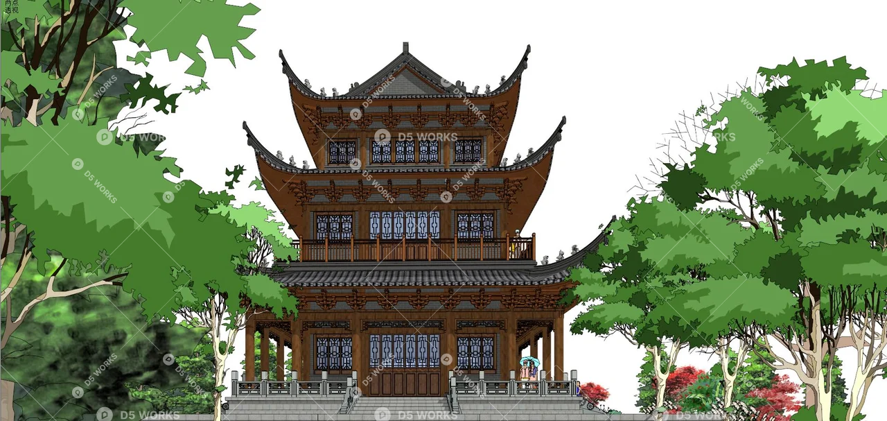 Chinese Ancient Architecture 3d model thumbnail 4