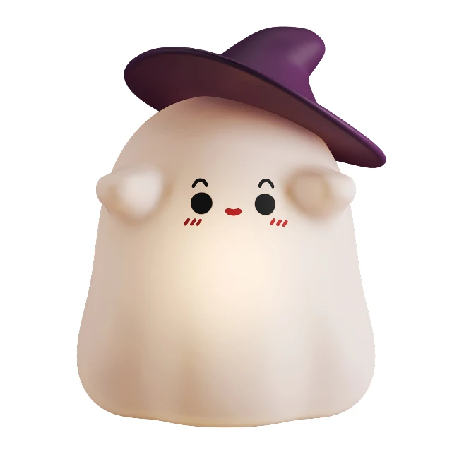Cute Halloween Ghost Night Light with Witch Hat 3d model