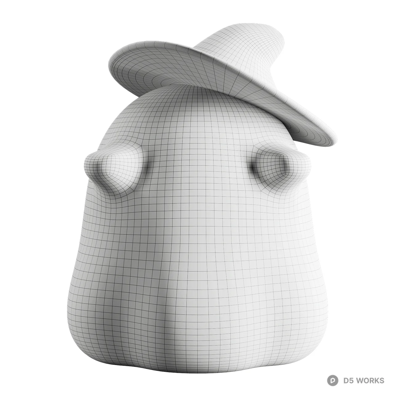 Cute Halloween Ghost Night Light with Witch Hat 3d model thumbnail 4