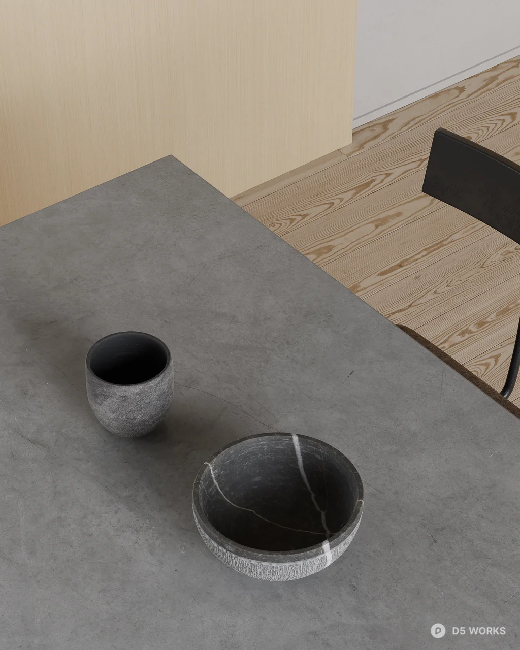 Minimalist Open Plan Living Dining Space 3d model thumbnail 5