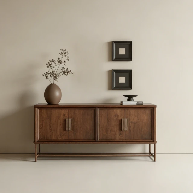 Mid-Century Modern Walnut Wood Sideboard 3d model