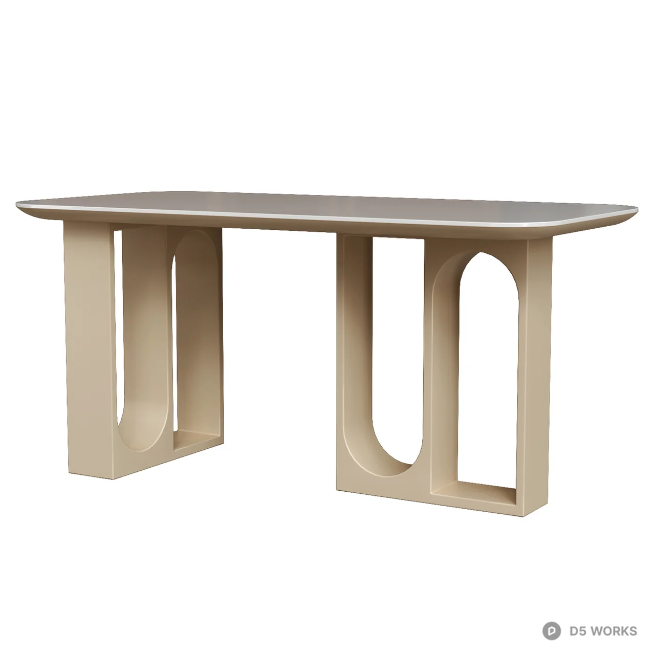 Modern Arched Pedestal Dining Table 3d model thumbnail 2