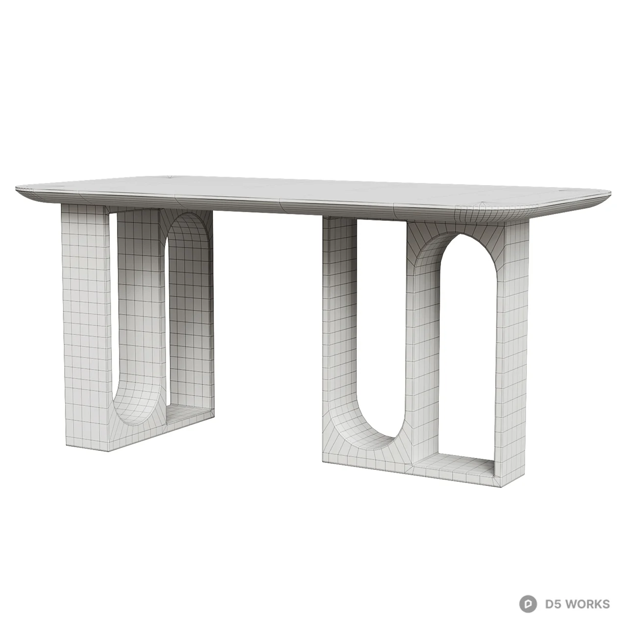 Modern Arched Pedestal Dining Table 3d model thumbnail 4
