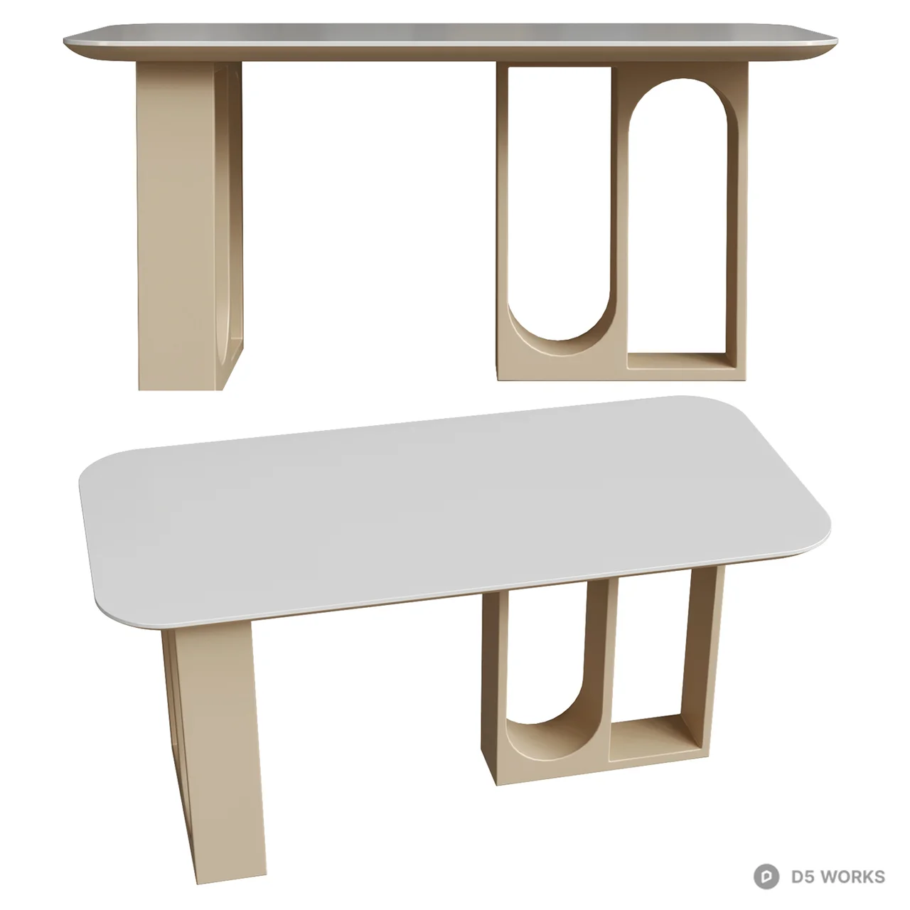 Modern Arched Pedestal Dining Table 3d model thumbnail 3